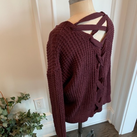 Moral Fiber NWT Women's  Lace Up Back Sweater - Picture 8 of 15